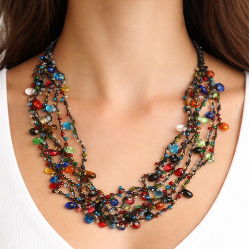 Glasperlenkette collier kette - glasperlenkette,