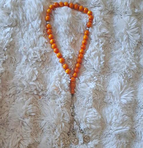 Orange holzperlenkette - orange,