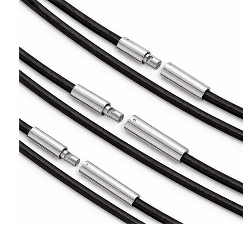 Lederband kette mit edelstahl - mit,