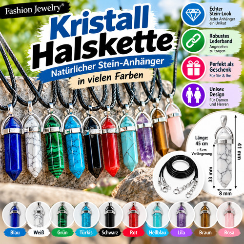 Kristall halskette damen - halskette,